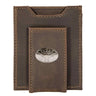 Texas Longhorns Men's Collegiate Magnetic Front Pocket Leather Wallet. Longhorns Wallet. Texas Slim Wallet. Silver Concho Emblem
