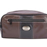 Alabama Crimson Tide Men's Toiletry Dopp Bag. Brown Pebble PU Finish. Bama Silver Logo. Durable Water Resistant. Compact Design.