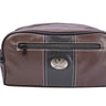 Virginia Cavaliers Men's Toiletry Dopp Bag. Brown Pebble PU Finish. UVA Silver Logo. Durable Water Resistant. Compact and Spacious Design.