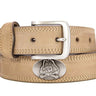 ECU Pirates Men's Collegiate Leather Belt. ECU Merch. Crazy-horse With Metal Emblem Conchos. East Carolina Outdoor Rugged Belt.