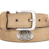 ECU Pirates Men's Collegiate Leather Belt. ECU Merch. Crazy-horse With Metal Emblem Conchos. East Carolina Outdoor Rugged Belt.