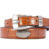 Georgia Southern Eagles Men's Dressy Leather Belt. GA Southern Merch. Croc Pattern. Smooth Full Grain Finish. Metal Emblem Conchos.