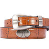 Tennessee Vols Men's Dressy Leather Belt. Tennessee Gift. Vols Merch. Croc Pattern. Smooth Full Grain Finish. Metal Emblem Conchos.