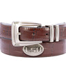 LSU Tigers Men's Collegiate Leather Belt. LSU Gift. Tigers Merch . Brown Croc Pattern Full Grain Finish With Metal Emblem Conchos.