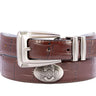 Ohio State Buckeyes Men's Collegiate Leather Belt. OSU Gift. Buckeyes Merch . Brown Croc Pattern Full Grain Finish With Metal Emblem Conchos