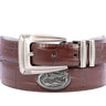 Florida Gators Men's Collegiate Leather Belt. Gators Gift. Florida Merch . Brown Croc Pattern Full Grain Finish With Metal Emblem Conchos.