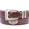 Virginia Cavaliers Men's Collegiate Leather Belt. UVA Gift. Virginia Merch . Brown Croc Pattern Full Grain Finish With Metal Emblem Conchos.