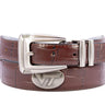Virginia Tech Hokies Men's Collegiate Leather Belt. Hokies Gift. VT Merch . Brown Croc Pattern Full Grain Finish With Metal Emblem Conchos