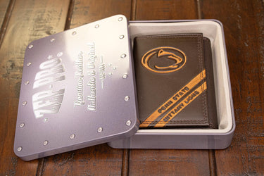 Penn State Nittany Lions Tigers Men's Embossed Leather Wallet. PSU Trifold. PSU Secretary. Brown Collegiate Wallet. Athletic Print