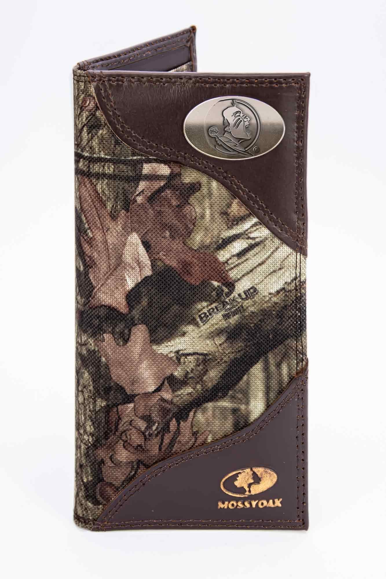 FSU Seminoles Mossy Oak Wallets. Bifold Pass-case. Classic Trifold. Tall Secretary. Mossy Oak Break-up Pattern. Leather Nylon Combo.