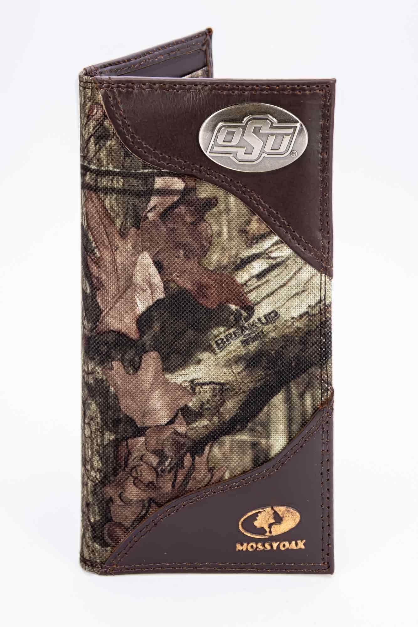 Oklahoma State Cowboys Mossy Oak Wallets. Bifold Pass-case. Classic Trifold. Tall Secretary. Mossy Oak Break-up Pattern. Leather Nylon Combo