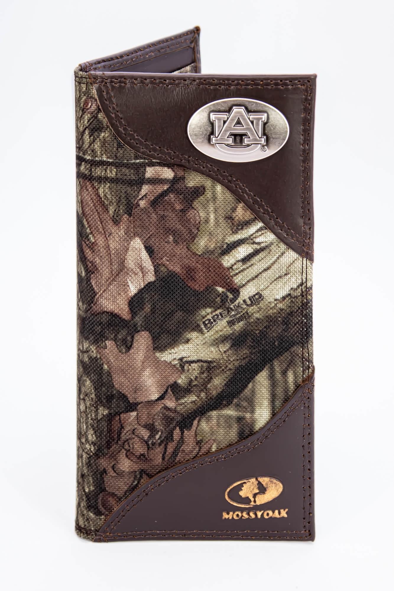 Auburn Tigers Mossy Oak Wallets. Bifold Pass-case. Classic Trifold. Tall Secretary. Mossy Oak Break-up Pattern. Leather Nylon Combo.