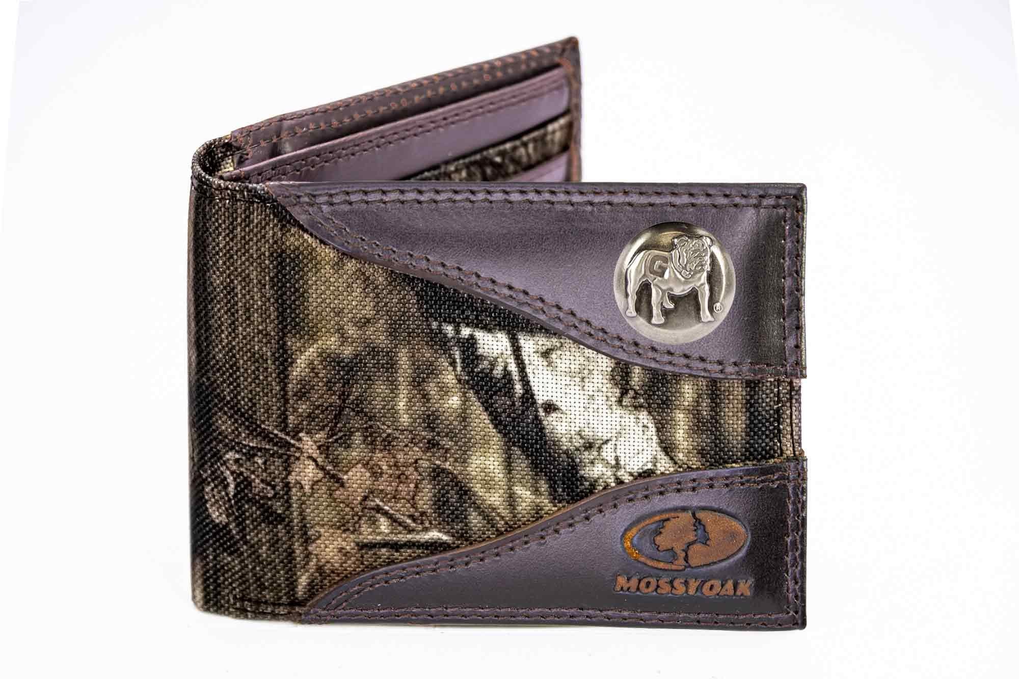 Georgia Bulldogs Mossy Oak Wallets. Bifold Pass-case. Classic Trifold. Tall Secretary. Mossy Oak Break-up Pattern. Leather Nylon Combo. Uga