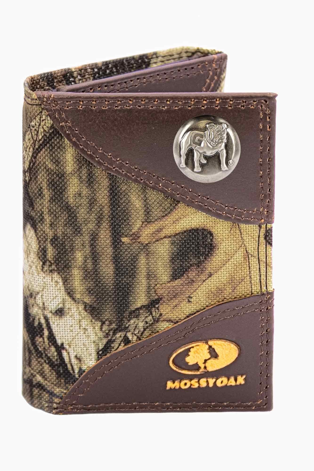 Georgia Bulldogs Mossy Oak Wallets. Bifold Pass-case. Classic Trifold. Tall Secretary. Mossy Oak Break-up Pattern. Leather Nylon Combo. Uga