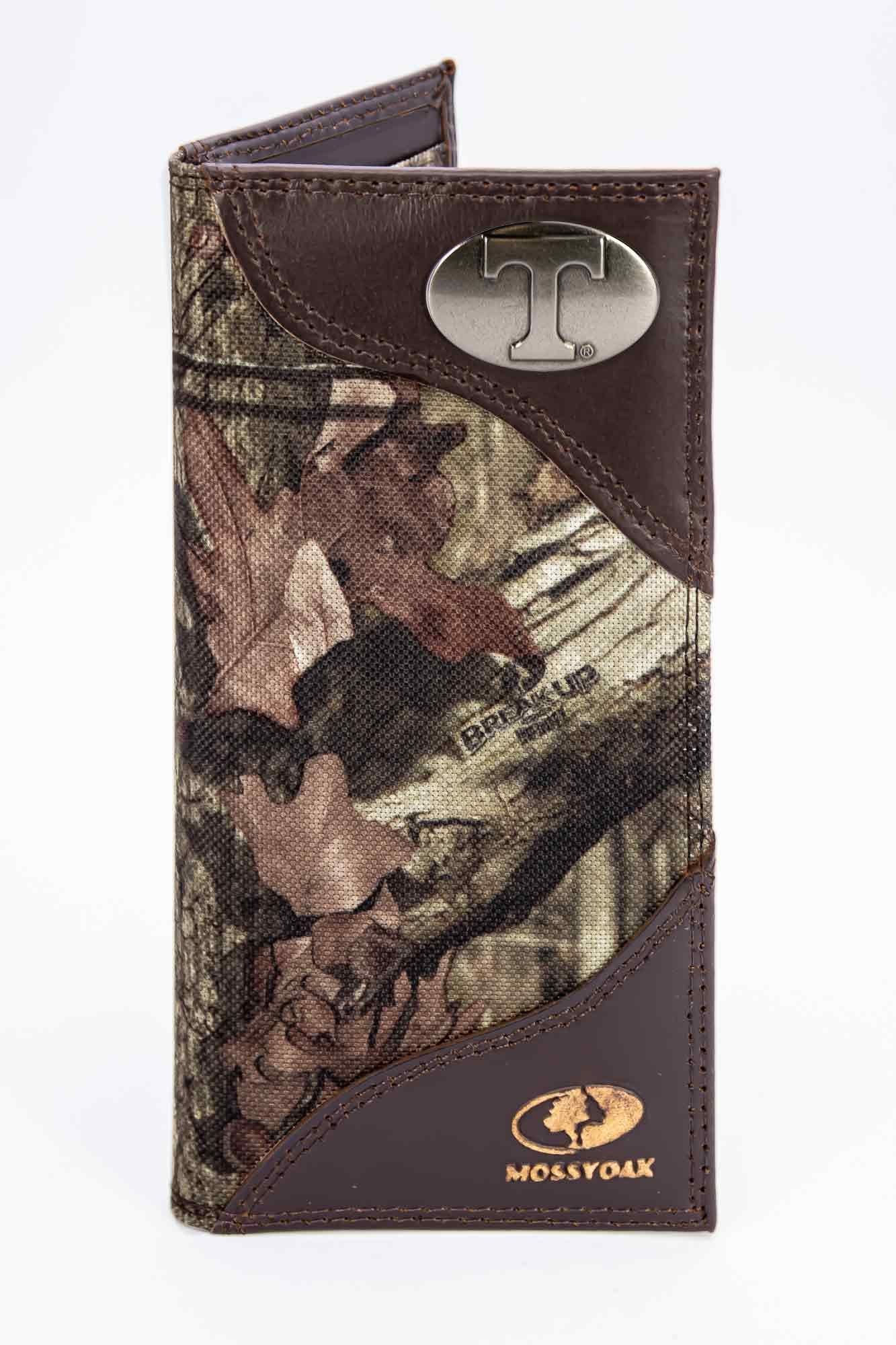 Tennessee Vols Mossy Oak Wallets. Bifold Pass-case. Classic Trifold. Tall Secretary. Mossy Oak Break-up Pattern. Leather Nylon Combo.