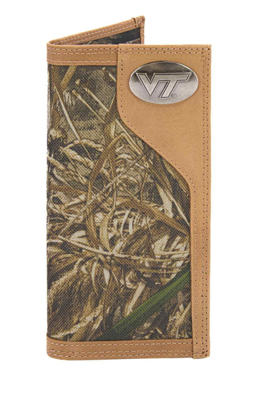 Virginia Tech Hokies Realtree Wallets. Bifold Pass-case. Classic Trifold. Tall Secretary. Realtree Max-5 Pattern. Leather Nylon Combo.