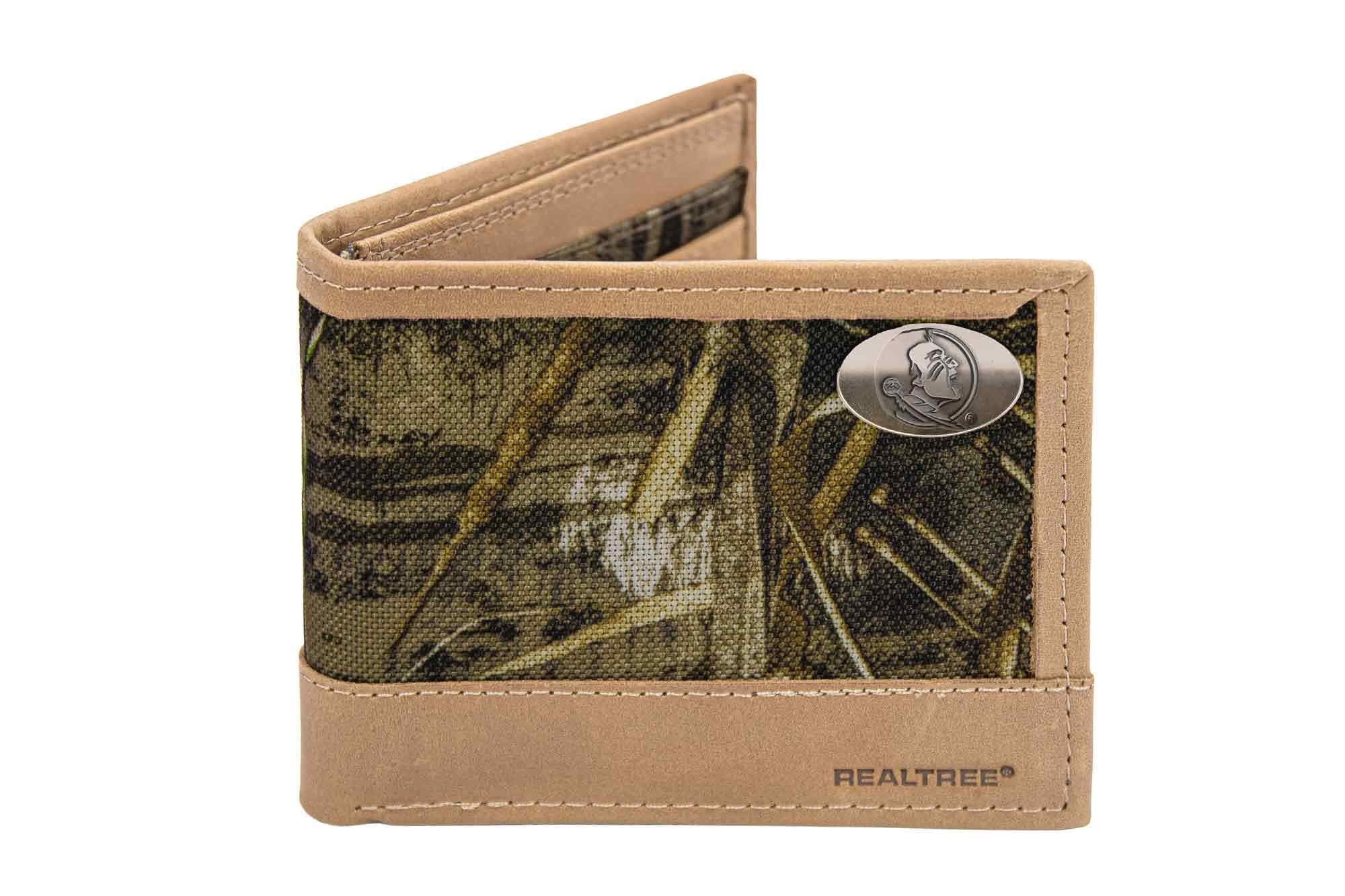 FSU Seminoles Realtree Wallets. Bifold Pass-case. Classic Trifold. Tall Secretary. Realtree Max-5 Pattern. Leather Nylon Combo.