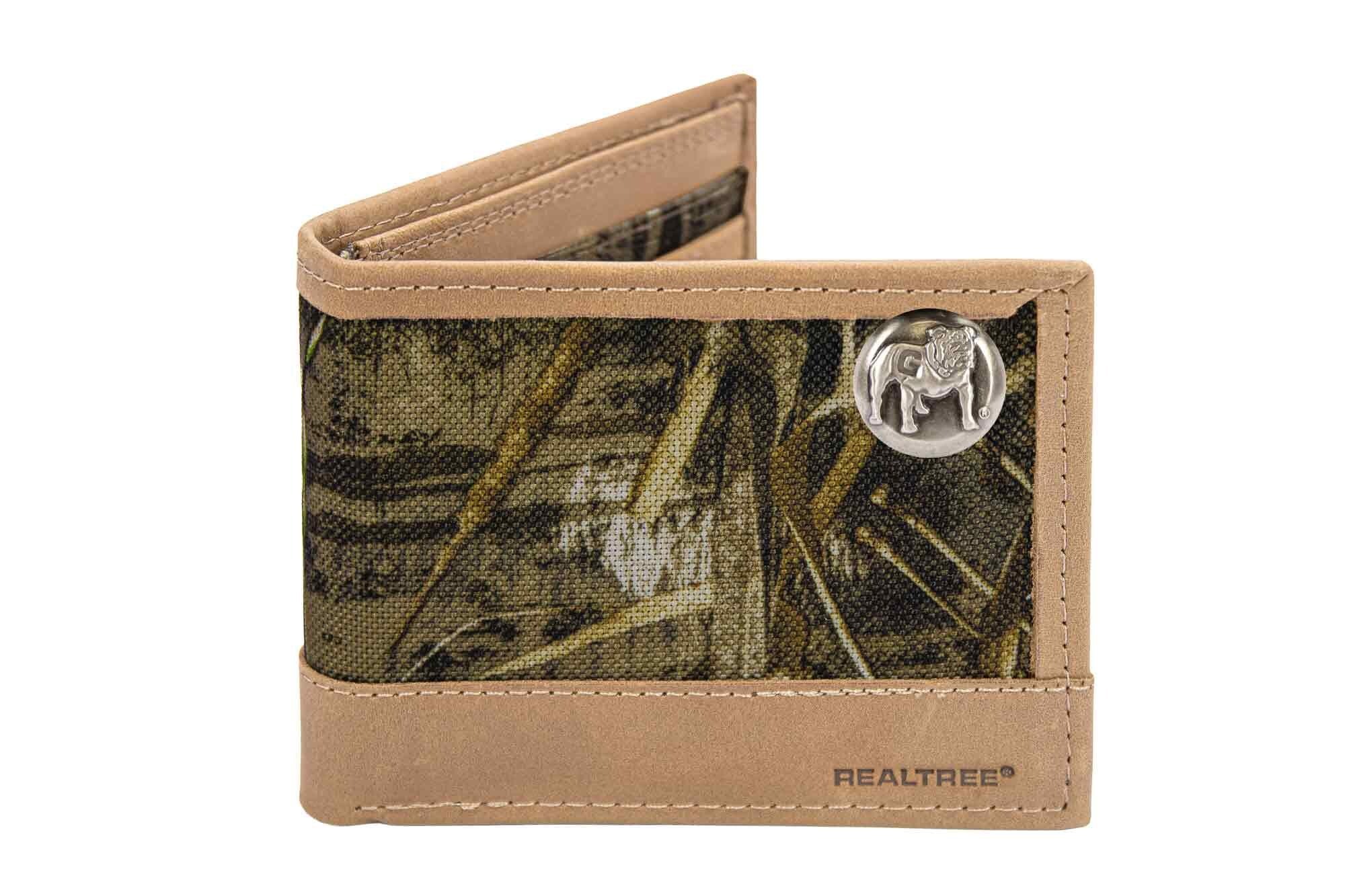 UGA Bulldogs Realtree Wallets. Bifold Pass-case. Classic Trifold. Tall Secretary. Realtree Max-5 Pattern. Leather Nylon Combo. Georgia