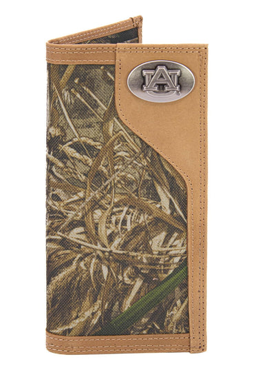 Auburn Tigers Realtree Wallets. Bifold Pass-case. Classic Trifold. Tall Secretary. Realtree Max-5 Pattern. Leather Nylon Combo.