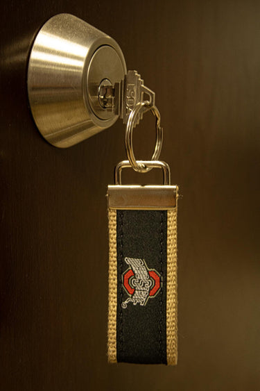 Ohio State Buckeyes Collegiate Woven Ribbon Key Chain. OSU Key Fob. Buckeyes Gift. Brass Clasp and O-Ring.