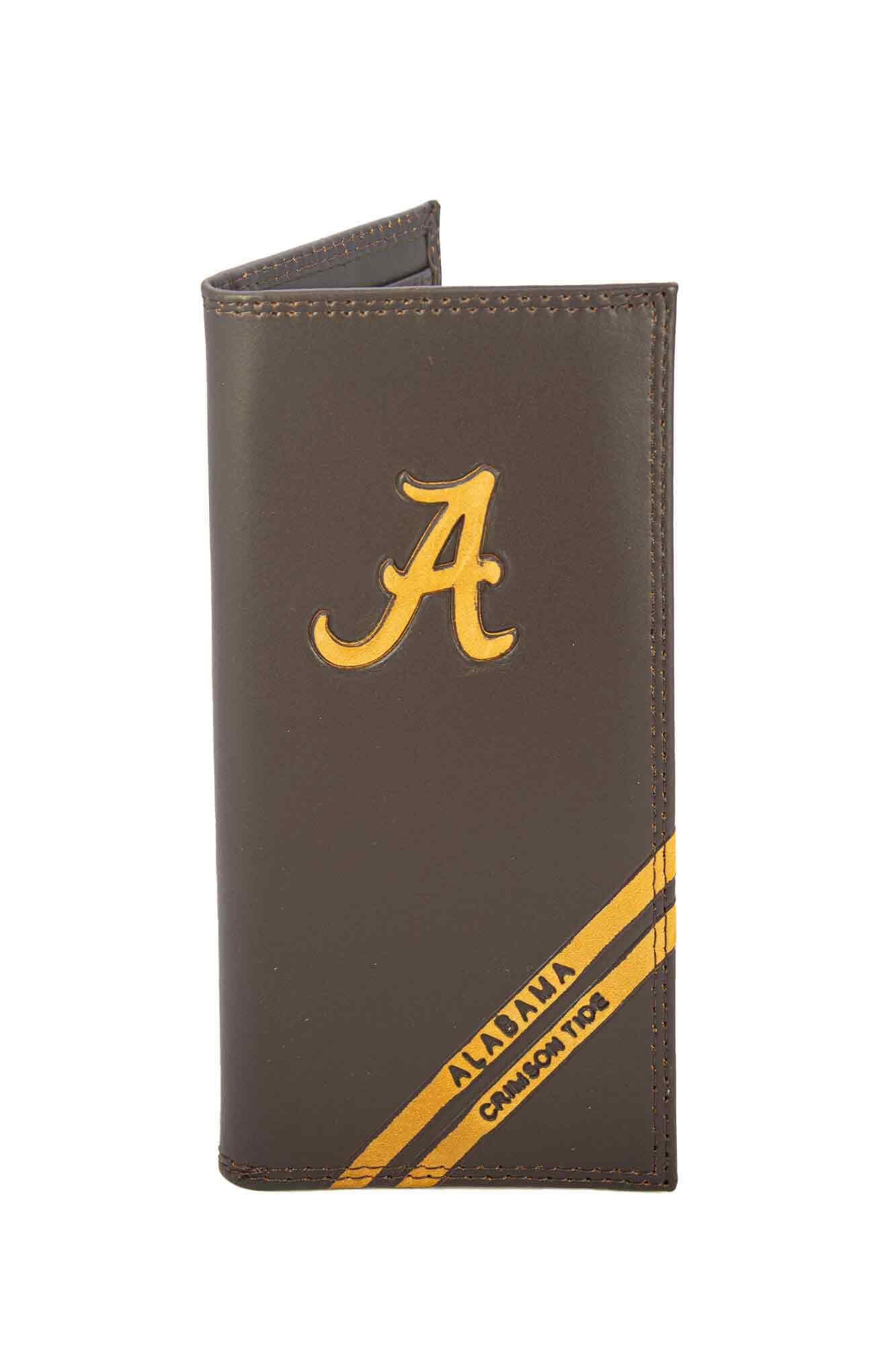 Alabama Crimson Tide Men's Embossed Leather Wallet. Alabama Trifold. Bama Secretary. Brown Collegiate Wallet. Alabama Athletic Print.