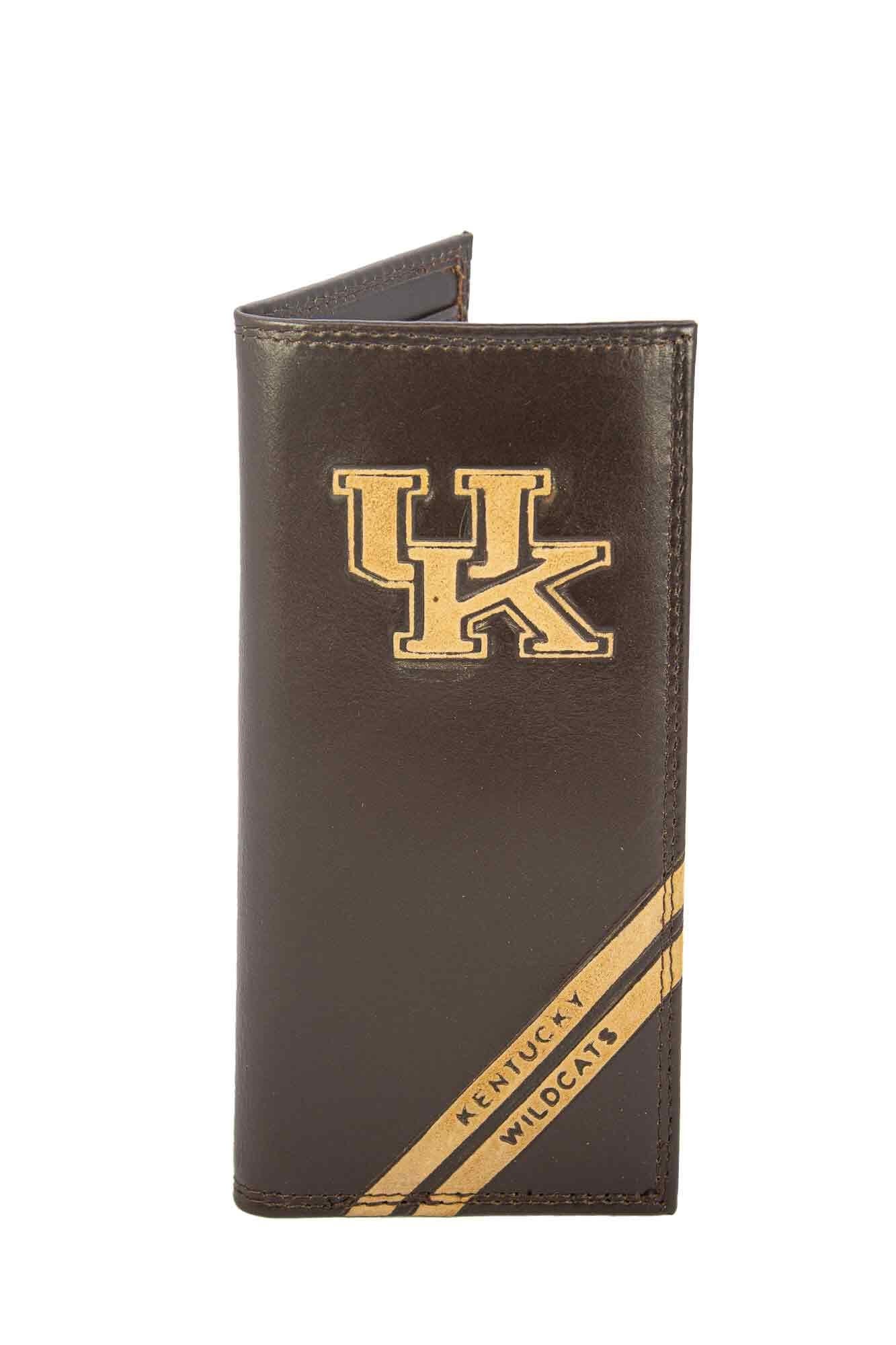 Kentucky Wildcats Men's Embossed Leather Wallet. Kentucky Trifold. UK Wildcats Secretary. Brown Collegiate Wallet. Wildcats Athletic Print.