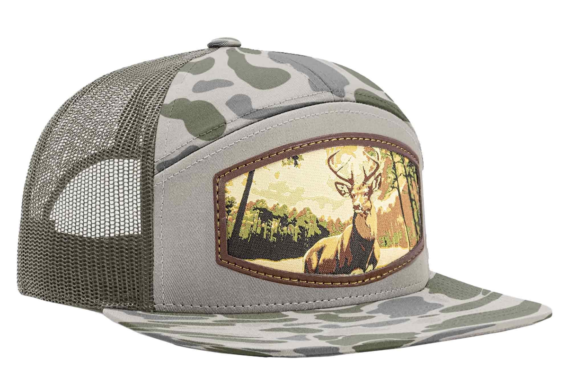 Buck Woven Patch Old School Camo Hat. 7-Panel Modern Flat Bill Cap. Richardson 168 Trucker Snapback Hat. Zep-Pro Trucker Hat. Whitetail Deer