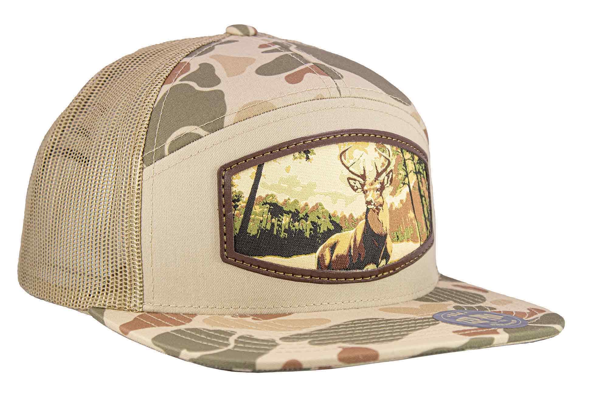 Buck Woven Patch Old School Camo Hat. 7-Panel Modern Flat Bill Cap. Richardson 168 Trucker Snapback Hat. Zep-Pro Trucker Hat. Whitetail Deer