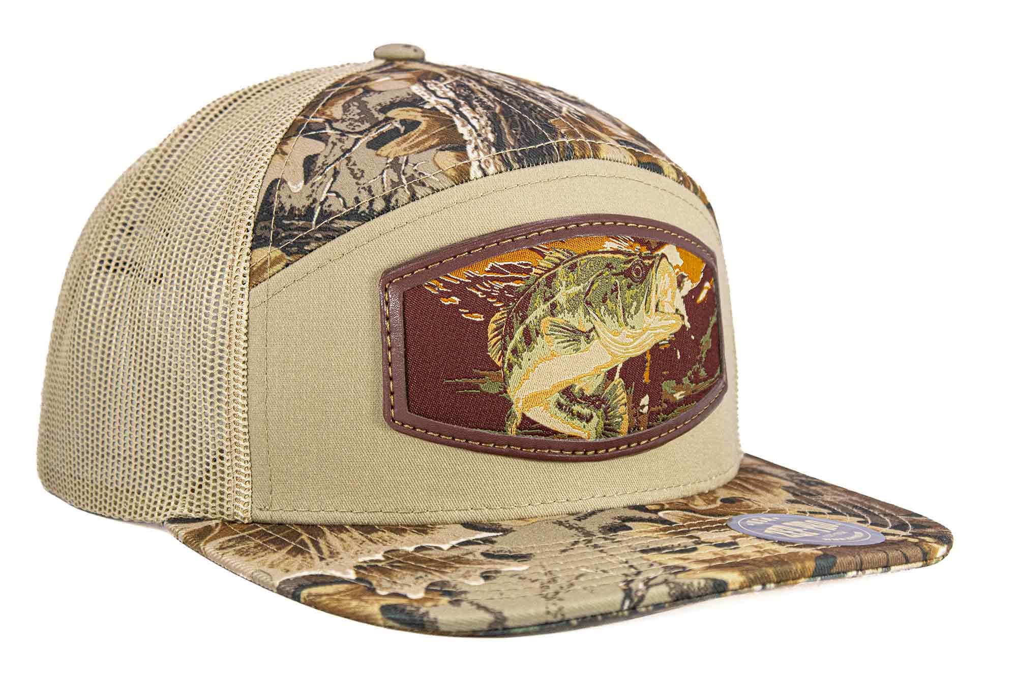 Bass Woven Patch Old School Camo Hat. 7-Panel Modern Flat Bill Cap. Richardson 168 Trucker Snapback. Zep-Pro Trucker Hat. Largemouth Bass