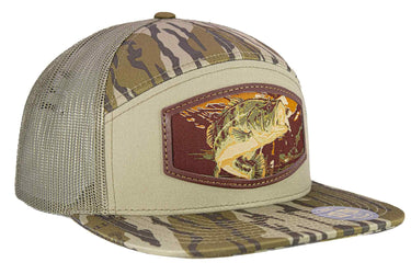 Bass Woven Patch Old School Camo Hat. 7-Panel Modern Flat Bill Cap. Richardson 168 Trucker Snapback. Zep-Pro Trucker Hat. Largemouth Bass