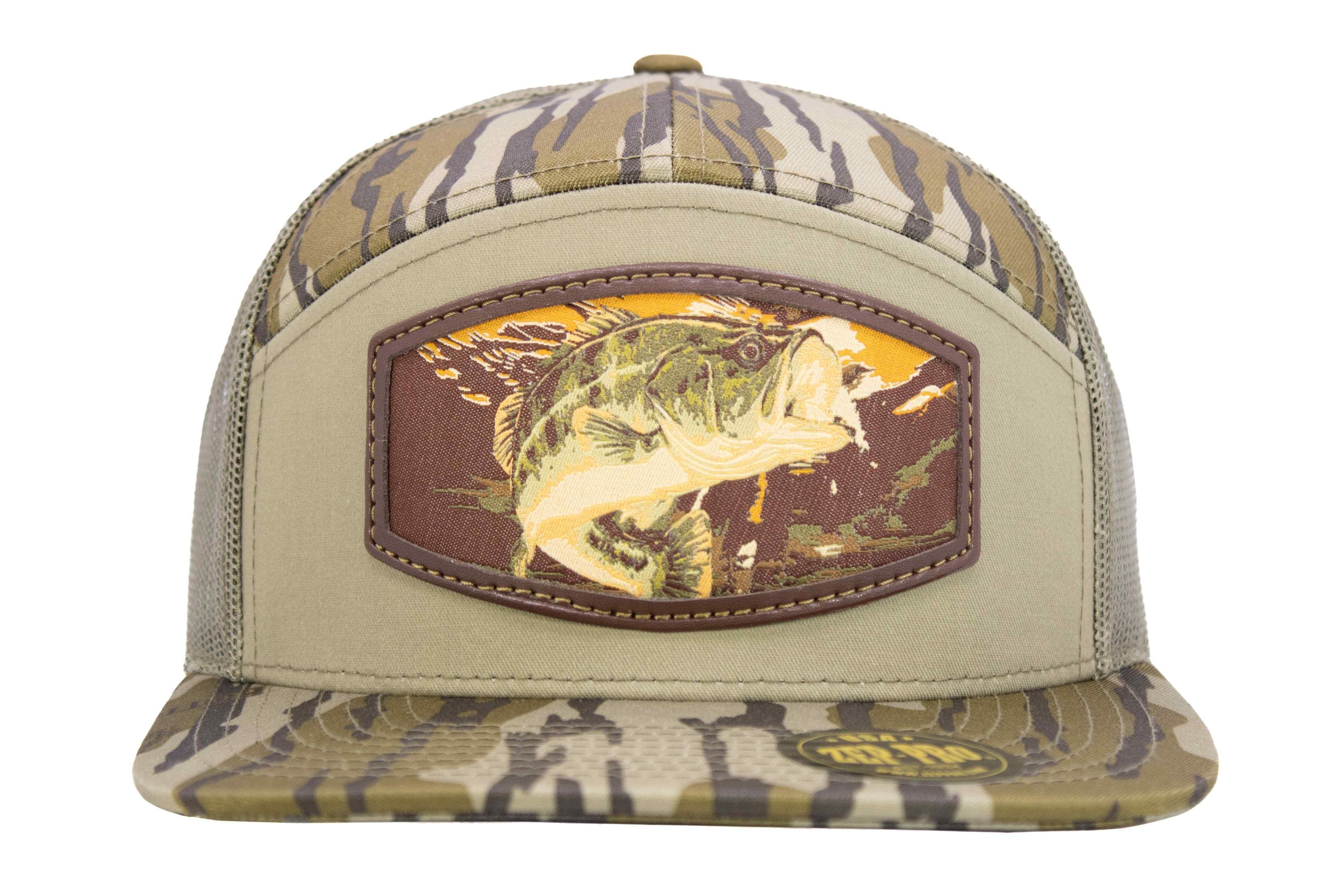 Bass Woven Patch Old School Camo Hat. 7-Panel Modern Flat Bill Cap. Richardson 168 Trucker Snapback. Zep-Pro Trucker Hat. Largemouth Bass