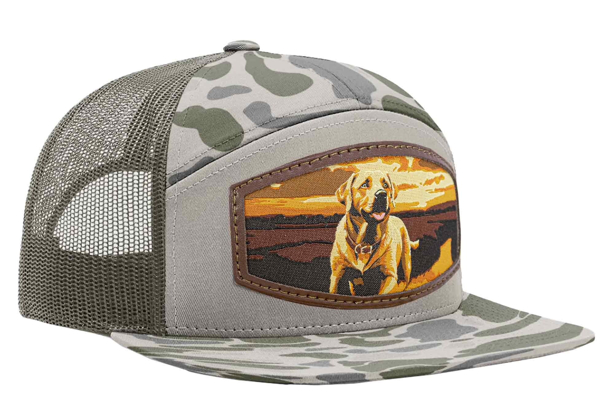 Lab Woven Patch Old School Camo Hat. 7-Panel Modern Flat Bill Cap. Richardson 168 Trucker Snapback Hat. Zep-Pro Trucker Hat. Yellow Lab Cap