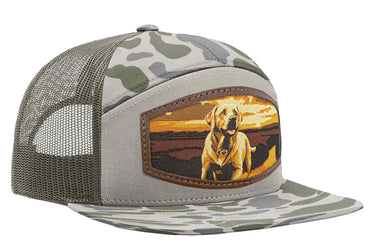 Lab Woven Patch Old School Camo Hat. 7-Panel Modern Flat Bill Cap. Richardson 168 Trucker Snapback Hat. Zep-Pro Trucker Hat. Yellow Lab Cap