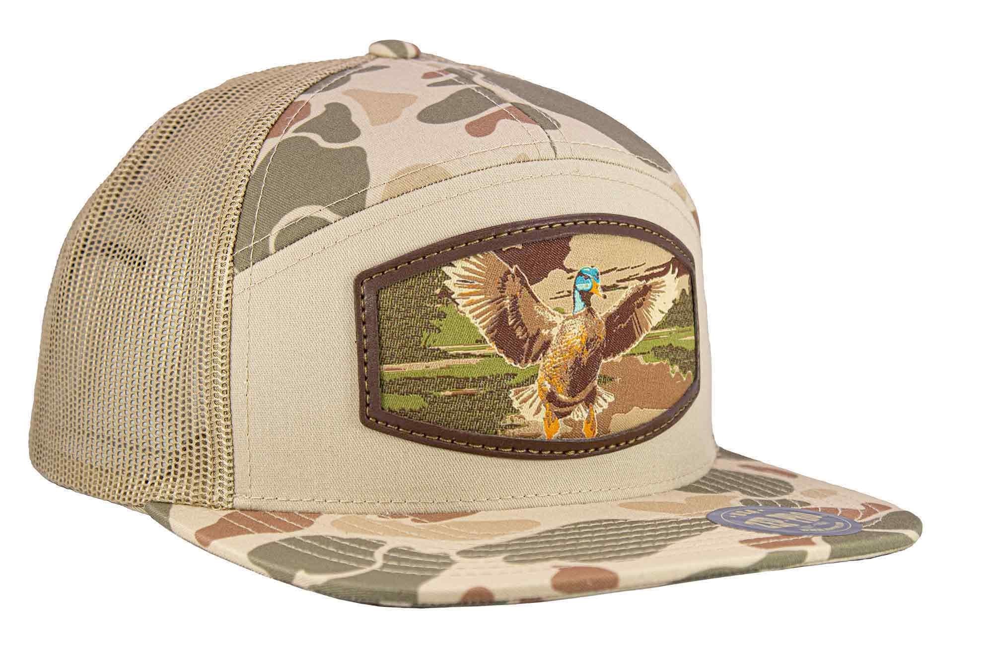 Mallard Woven Patch Old School Camo Hat. 7-Panel Modern Flat Bill Cap. Richardson 168 Trucker Snapback Hat. Zep-Pro Trucker Hat. Duck Cap