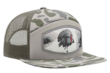 Turkey Woven Patch Old School Camo Hat. 7-Panel Modern Flat Bill Cap. Richardson 168 Trucker Snapback Hat. Zep-Pro Trucker Hat.