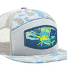 Mahi-mahi Woven Patch Old School Camo Hat. 7-Panel Modern Flat Bill Cap. Richardson 168 Trucker Snapback Hat. Zep-Pro Trucker Hat. Dolphin