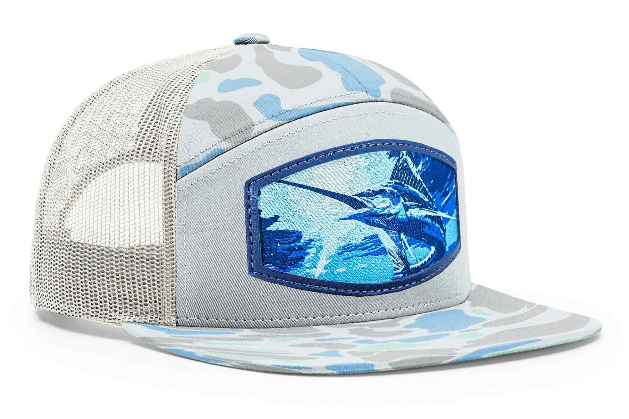 Marlin Woven Patch Old School Camo Hat. 7-Panel Modern Flat Bill Cap. Richardson 168 Trucker Snapback Hat. Zep-Pro Trucker Hat. Fishing Cap
