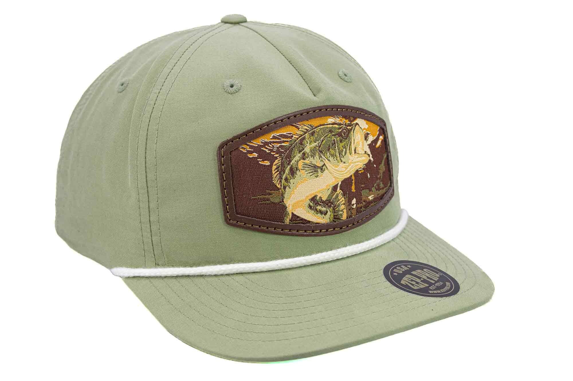 Bass Woven Patch Rope Hat. 5-Panel Modern Flat Bill Cap. Richardson Golf Snapback Cap. Zep-Pro Trucker Hat. Largemouth Bass. Fishing Merch