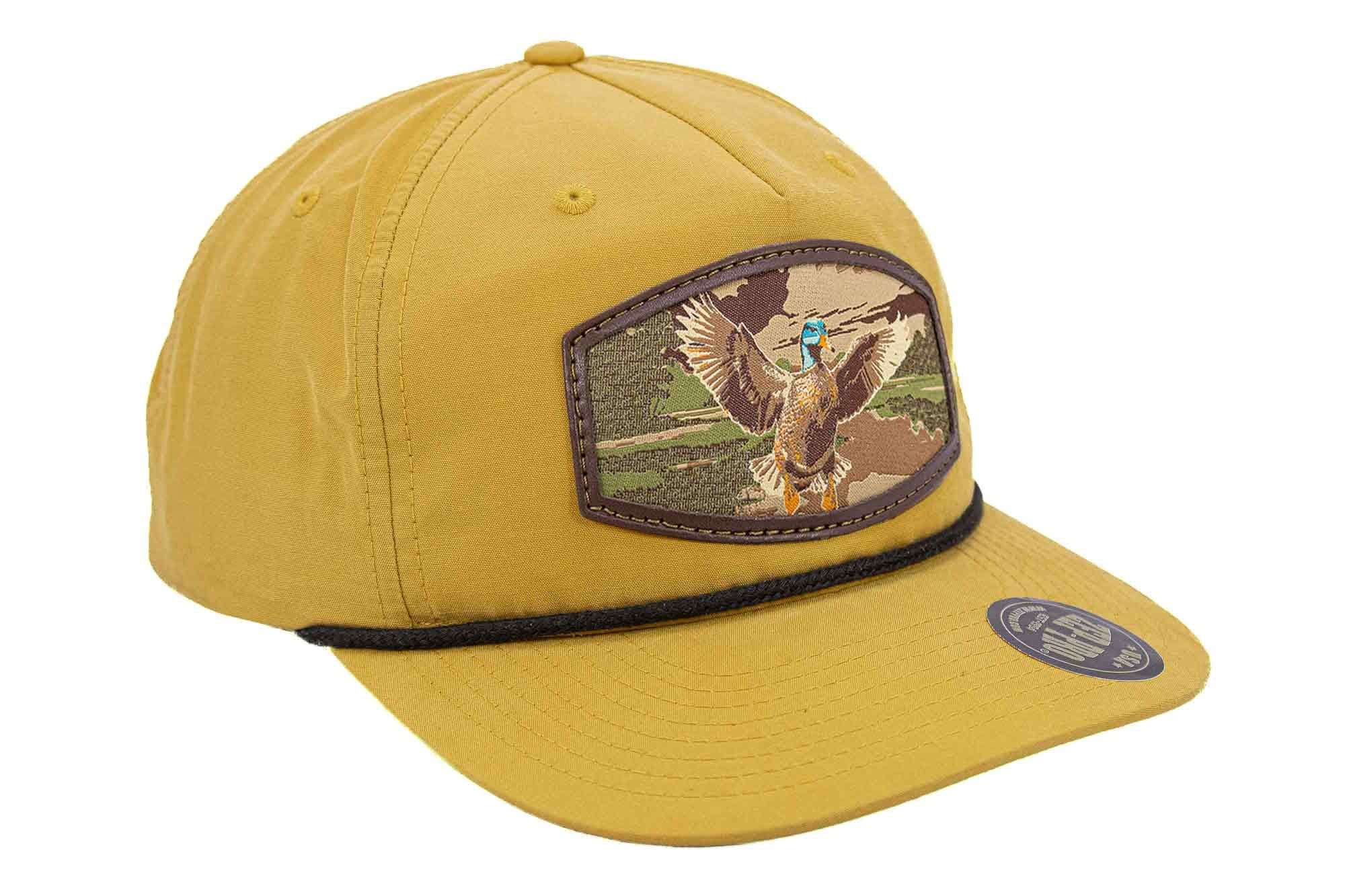 Mallard Woven Patch Rope Hat. 5-Panel Modern Flat Bill Cap. Richardson Golf Snapback Cap. Zep-Pro Trucker Hat. Flying Duck. Hunting Merch