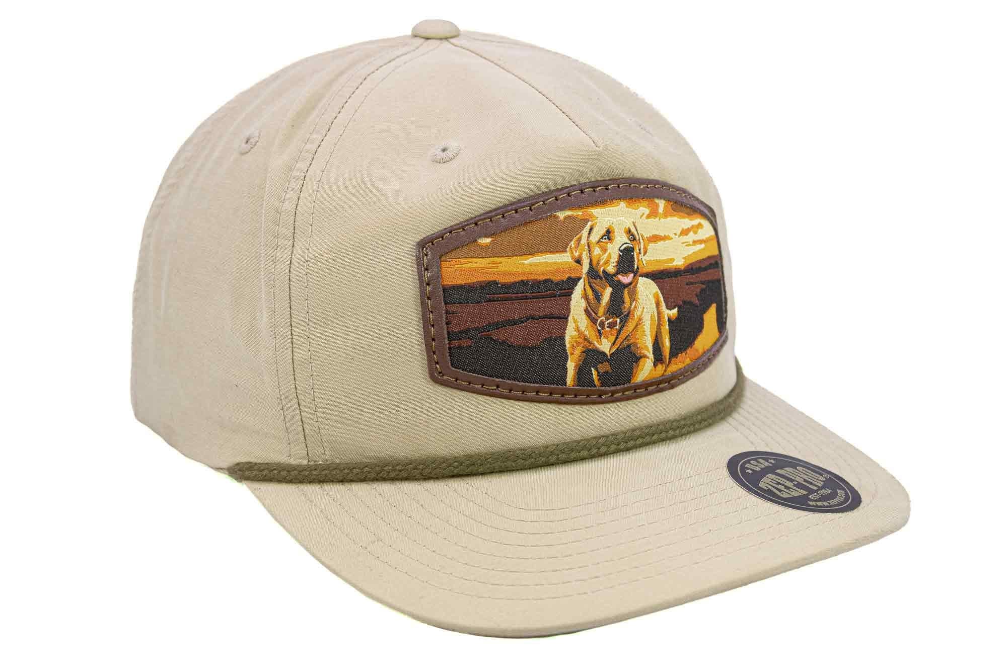 Lab Woven Patch Rope Hat. 5-Panel Modern Flat Bill Cap. Richardson Golf Snapback Cap. Zep-Pro Trucker Hat. Yellow Lab Cap. Hunting Merch