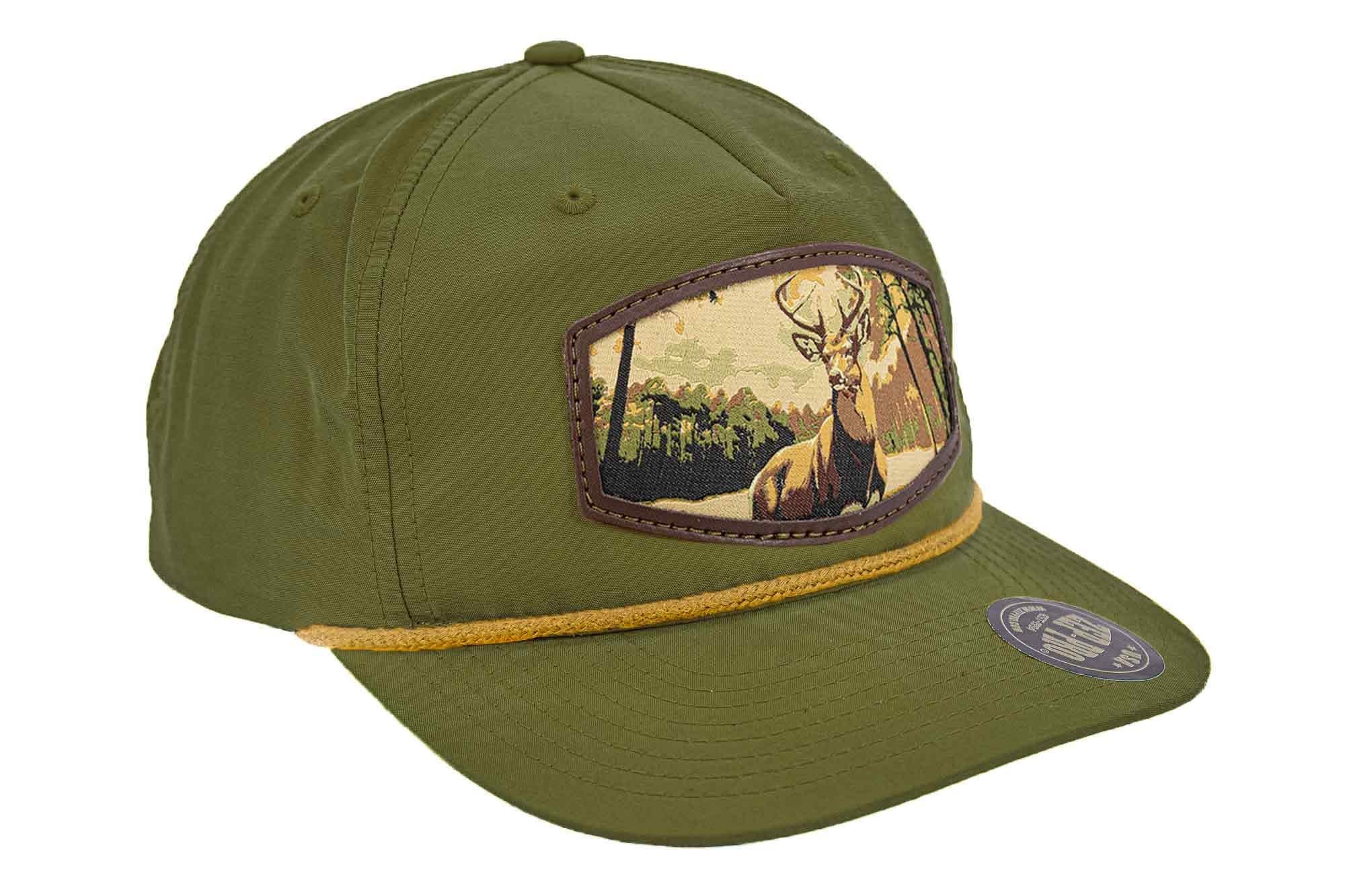 Buck Woven Patch Rope Hat. 5-Panel Modern Flat Bill Cap. Richardson Golf Snapback Cap. Zep-Pro Trucker Hat. Whitetail Deer. Hunting Merch