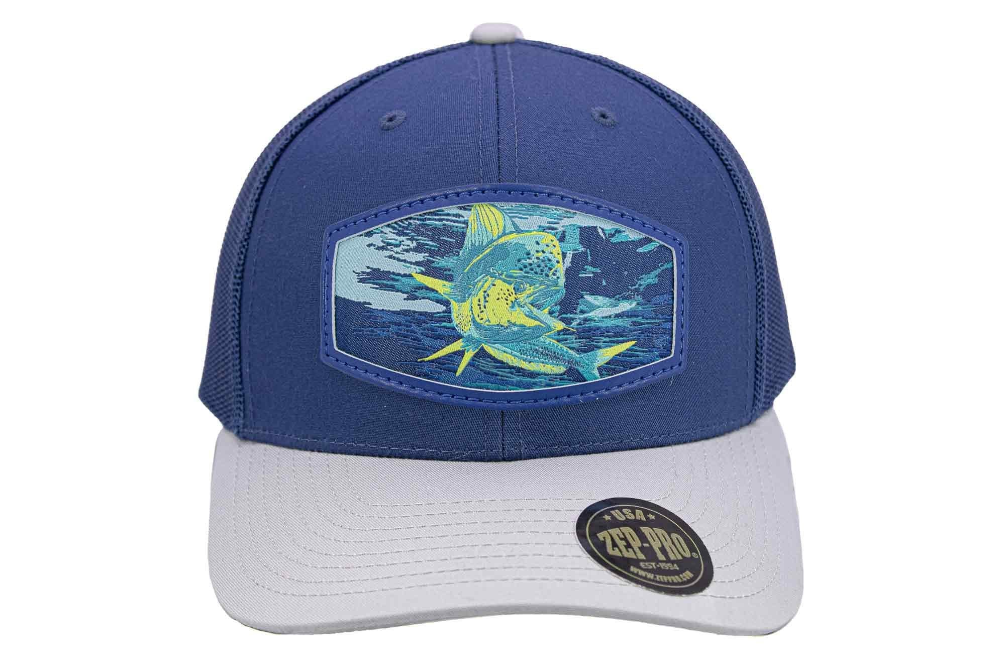 Mahi-mahi Woven Patch Rope Hat. 5-Panel Modern Flat Bill Cap. Richardson Golf Snapback Cap. Zep-Pro Trucker Hat. Dolphin Cap. Fishing Merch