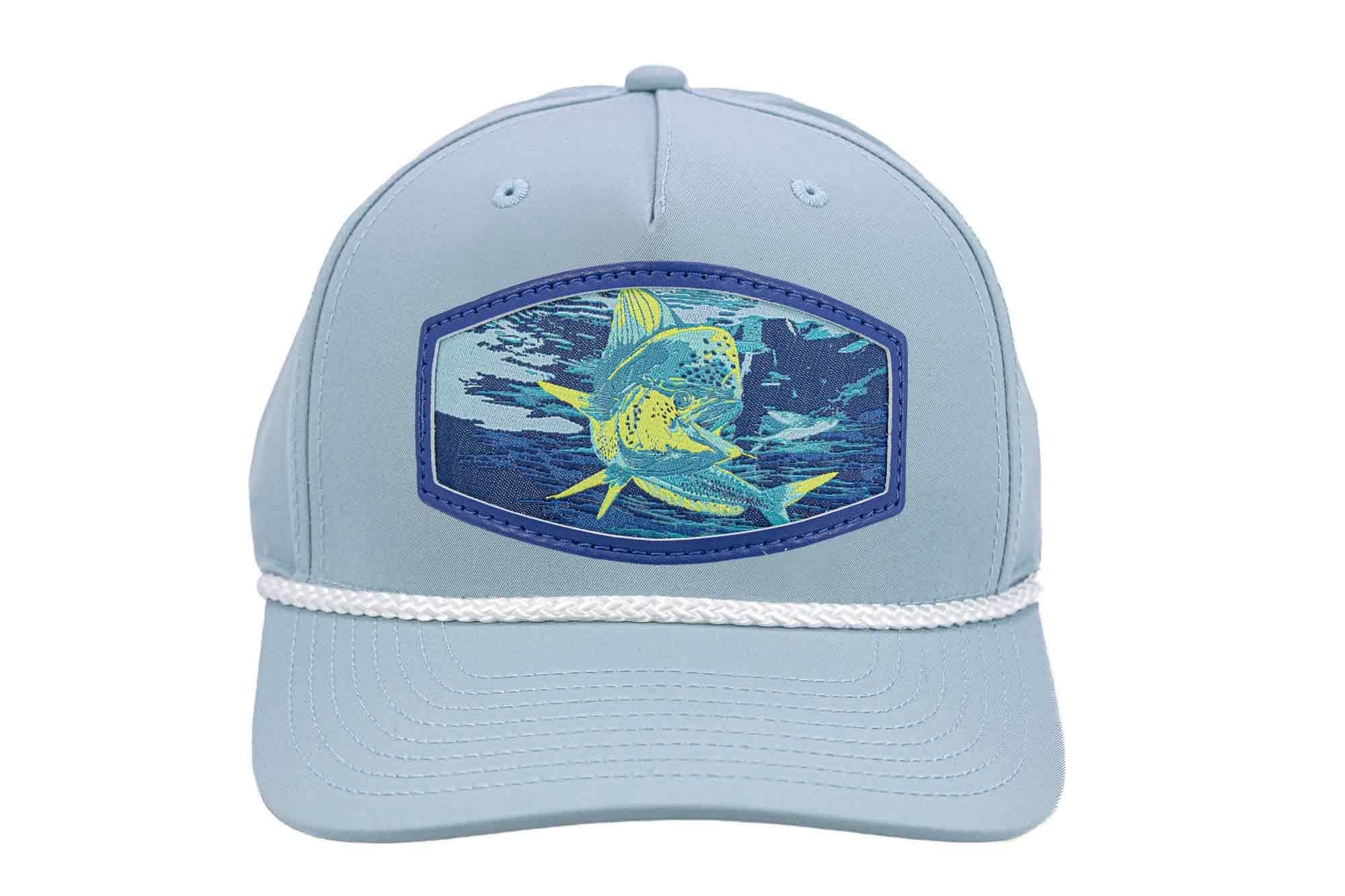 Mahi-mahi Woven Patch Rope Hat. 5-Panel Modern Flat Bill Cap. Richardson Golf Snapback Cap. Zep-Pro Trucker Hat. Dolphin Cap. Fishing Merch