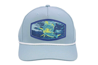 Mahi-mahi Woven Patch Rope Hat. 5-Panel Modern Flat Bill Cap. Richardson Golf Snapback Cap. Zep-Pro Trucker Hat. Dolphin Cap. Fishing Merch