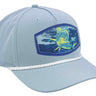 Mahi-mahi Woven Patch Rope Hat. 5-Panel Modern Flat Bill Cap. Richardson Golf Snapback Cap. Zep-Pro Trucker Hat. Dolphin Cap. Fishing Merch
