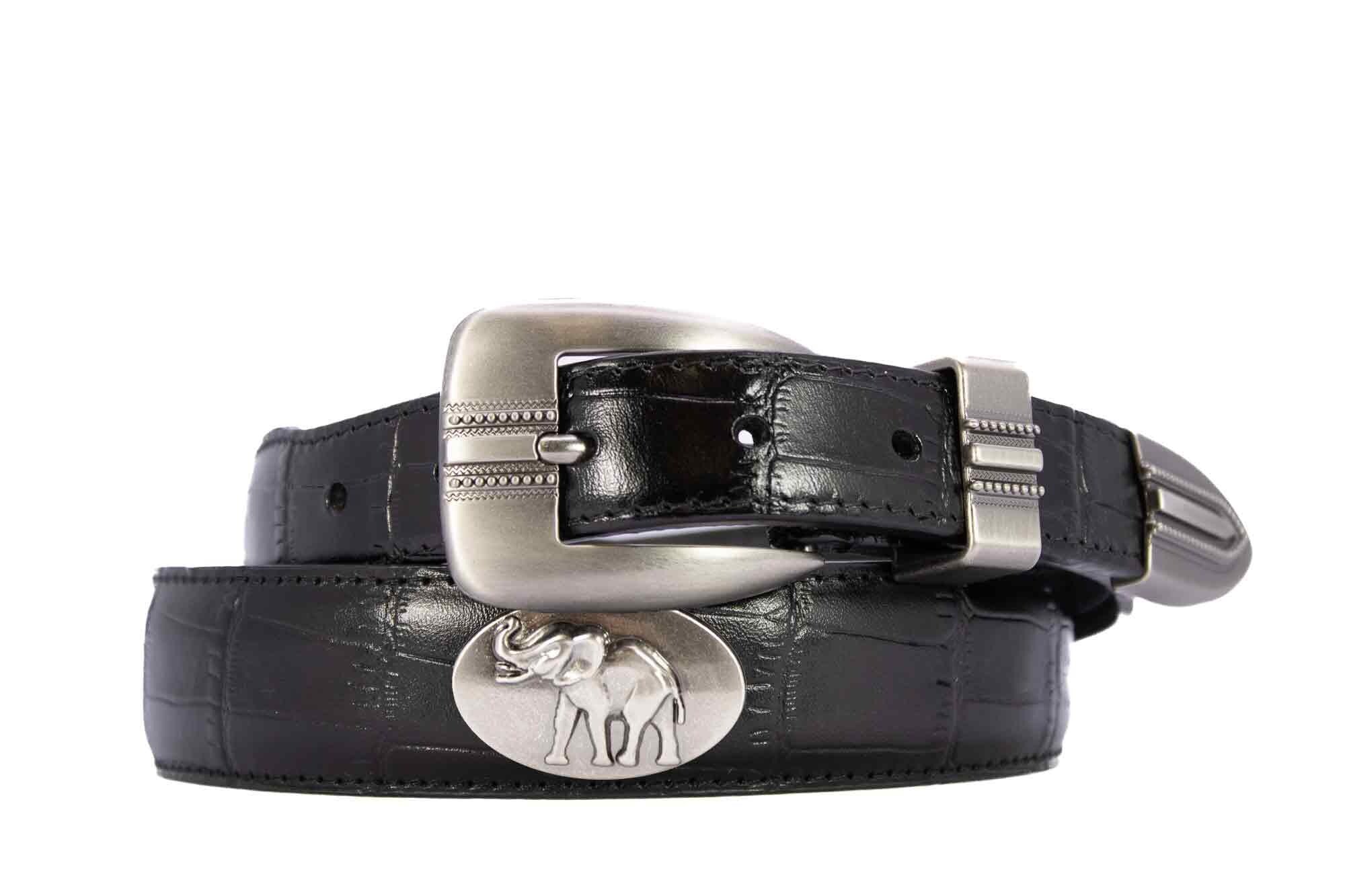 Alabama Big Al Men's Dressy Leather Belt. Alabama Gift. Bama Belt. Croc Pattern. Smooth Full Grain Finish. Metal Emblem Conchos.