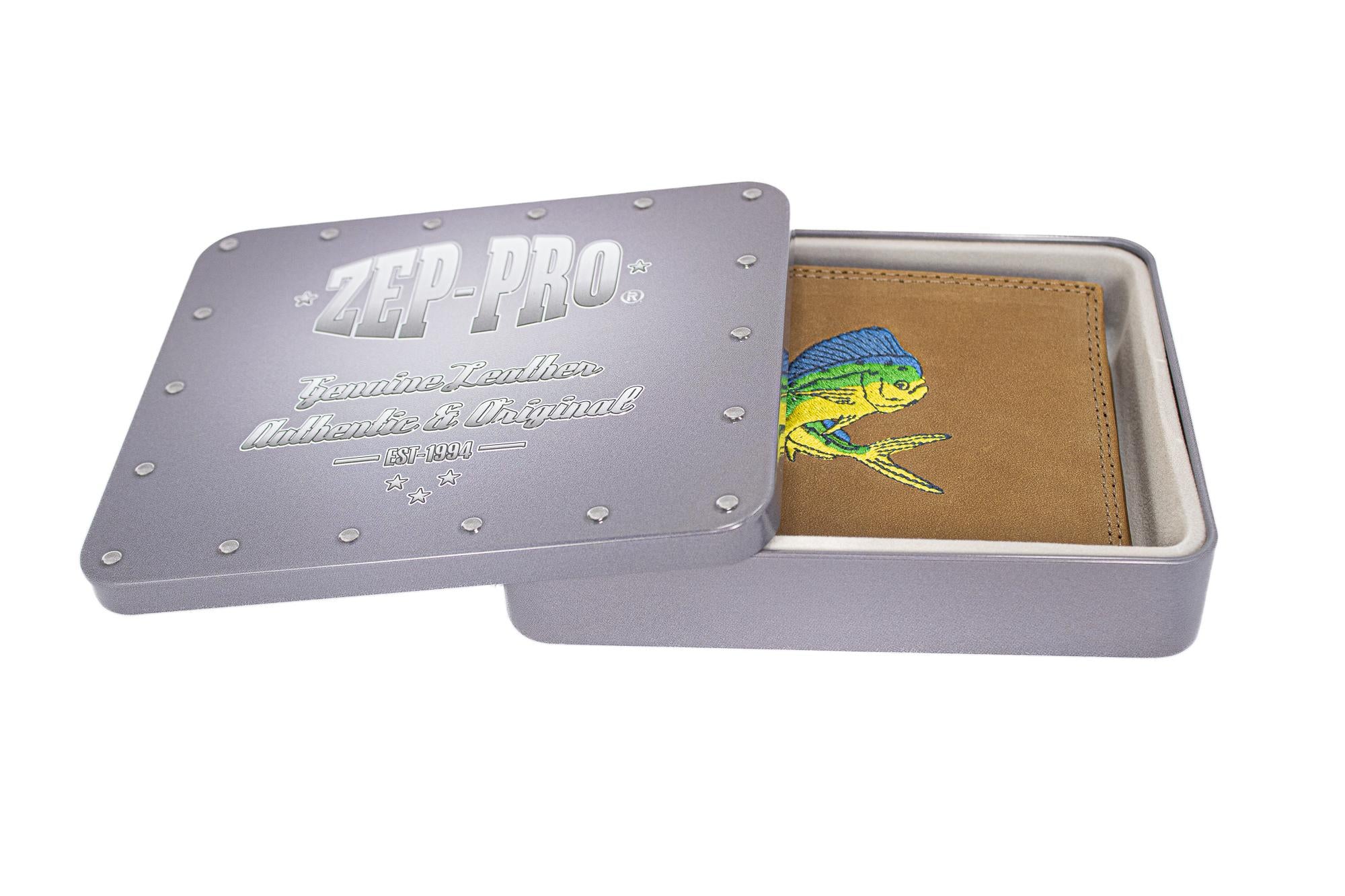 Mahi-mahi Men's Embroidered Leather Wallet. Bifold Passcase. Trifold Wallet. Embroidered Dolphin Wallet. Fishing and Boating Gift.