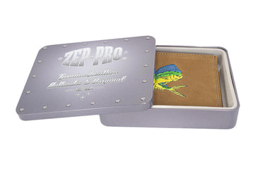 Mahi-mahi Men's Embroidered Leather Wallet. Bifold Passcase. Trifold Wallet. Embroidered Dolphin Wallet. Fishing and Boating Gift.