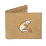 Redfish Men's Embroidered Leather Wallet. Bifold Passcase. Trifold Wallet. Embroidered Redfish Wallet. Fishing and Boating Gift.