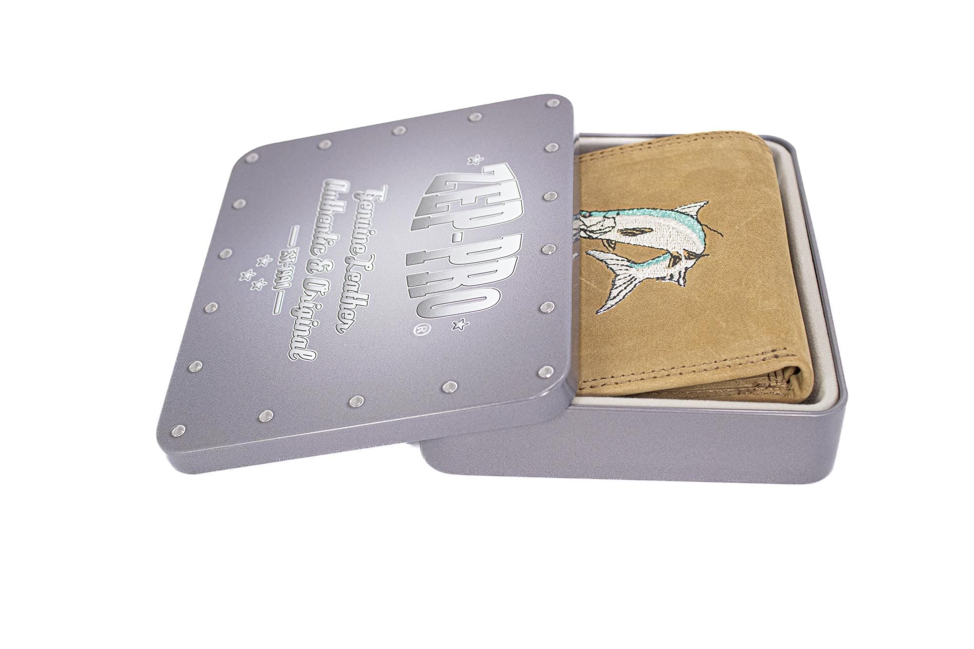 Tarpon Men's Embroidered Leather Wallet. Bifold Passcase. Trifold Wallet. Embroidered Tarpon Wallet. Fishing and Boating Gift.